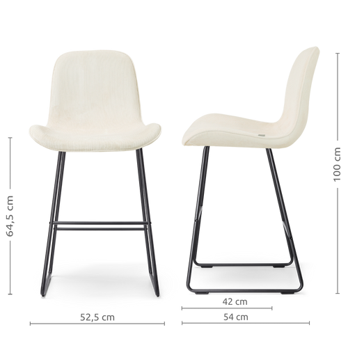 Nolon Nino-Fé barkruk rib beige - zwart onderstel - 65 cm - vtwonen shop