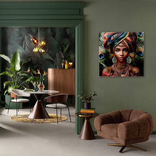 Kare Design Wandfoto pauw vrouw 100x100cm