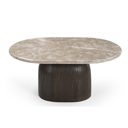 Starfurn Salontafel Noel - Ovaal Bruin Hout/Marmer - 90x60x40cm