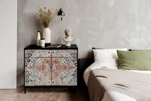 Dressoir MDF 2 deuren en 2 lades met vintage tapijtprint - vtwonen shop