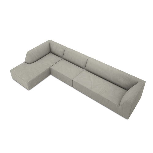 Cosmopolitan Design - Modulaire hoekbank links Siena 5-zits, ribfluwelen lichtgrijs - 180x366x69cm