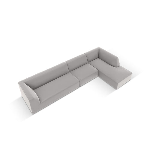 Cosmopolitan Design - Modulaire hoekbank rechts Siena 5-zits, imitatieleer lichtgrijs - 180x366x69cm