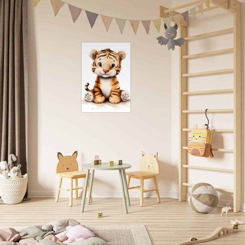 Artfulprints Poster Schattige baby tijger   - 50x70 cm - Bruin