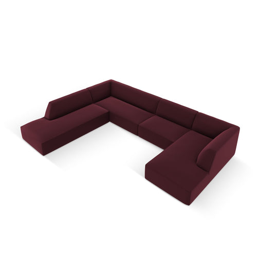Cosmopolitan Design - Modulaire panoramische hoekbank links Siena 7-zits, imitatieleer bordeaux - 273x366x69cm