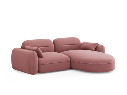 Cosmopolitan Design Modulaire hoekbank rechts Sydney 3-zits, flueel, zalm - 165x230x70cm