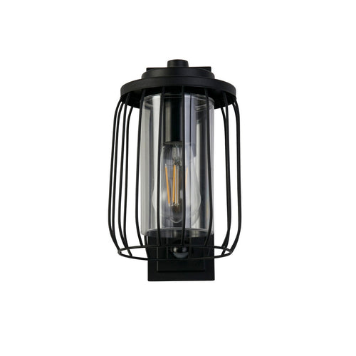 Searchlight Reed 1-lichts wandlamp met PIR, zwart metaal en PC-kap