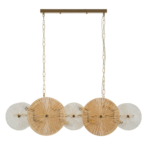 Hanglamp van metaal en glas in goud (100 x 23 x 28-94 cm)