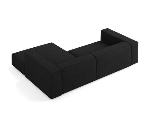 Cosmopolitan Design rechter hoekbank Arendal 3-zits, chenille met ribbeleffect, zwart - 166x224x70cm