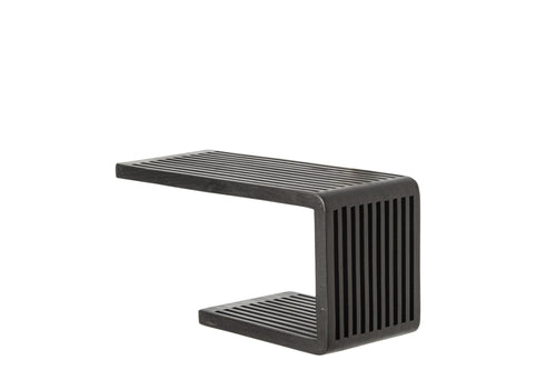 J-Line Wandrek met latten - gerecycled hout - zwart - small