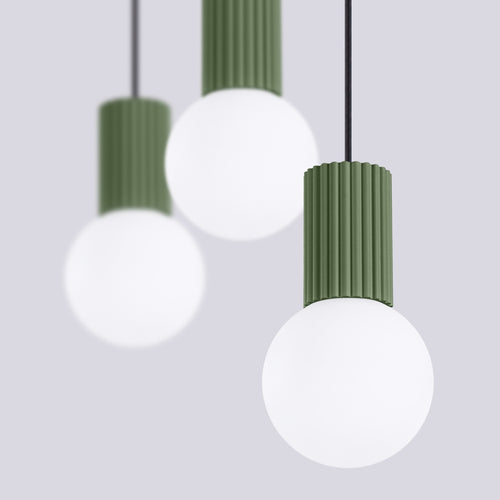 Sollux Lighting Hanglamp HALO 3L olijfgroen - 40x6x120cm