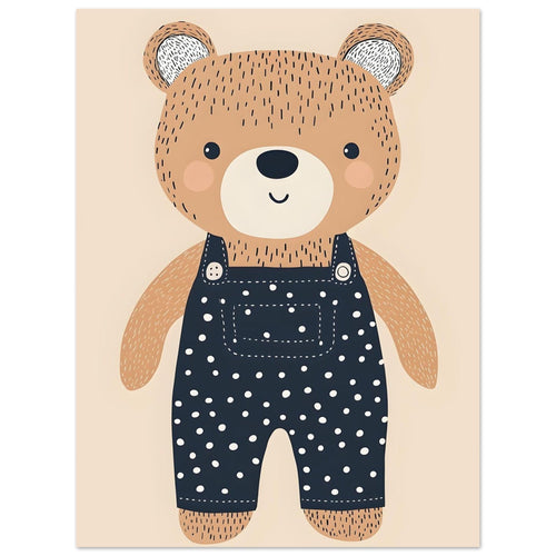 Artfulprints  Stoere beer in tuinbroek   poster 30x40 cm - vtwonen shop