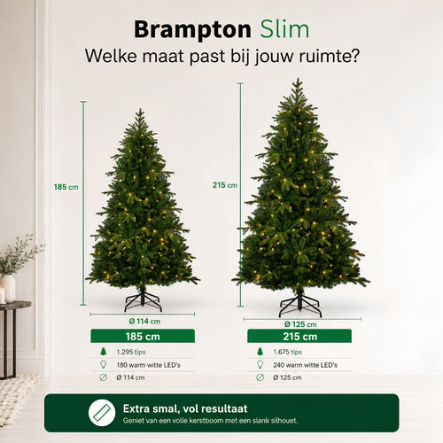 Black Box Trees Brampton Kerstboom met Verlichting - Kunstkerstboom Slank met 180 LED Lampjes en Scharnierconstructie - Kerstversiering voor Binnen -