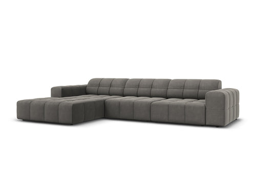 Cosmopolitan Design linker hoekbank Chicago 4-zits, flueel lichtgrijs - 167x294x78cm