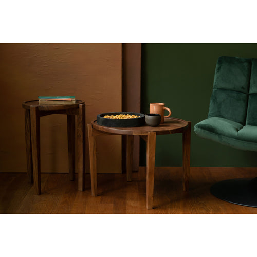 Dutchbone Shane Salontafel Rond 59 cm Acaciahout - Bruin - vtwonen shop