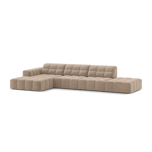 Cosmopolitan Design - Linker hoekbank Chicago 5-zits, flueel beige - 167x348x78cm