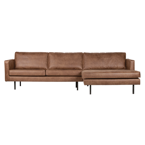 WOOOD chaise longue rechts Rodeo - Leer - Cognac - 85x300x86
