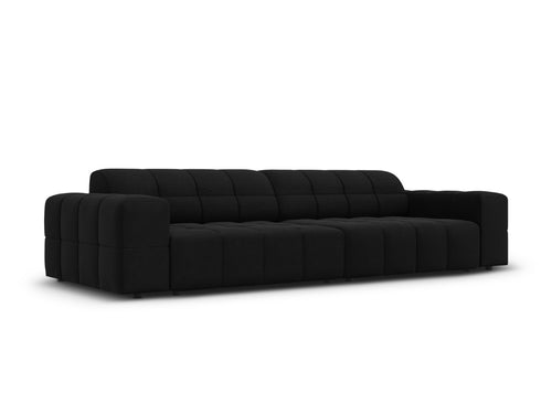 Cosmopolitan Design Bank Chicago 4-zits, flueel zwart - 102x252x78cm