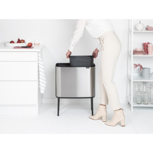 Brabantia Bo Touch Bin, met 2 binnenemmers, 11 + 23 liter - Matt Steel Fingerprint Proof