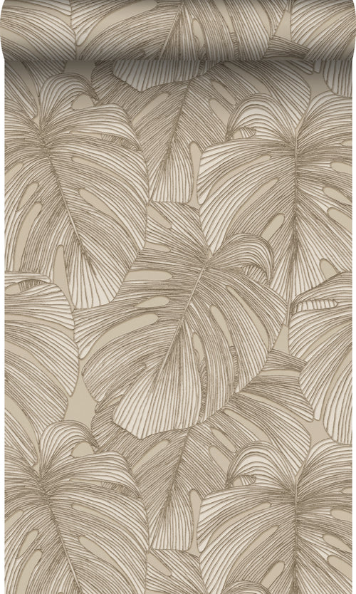 Origin Wallcoverings behang 3D-motief bladeren zand beige - 50 x 900 cm - 347917 - vtwonen shop