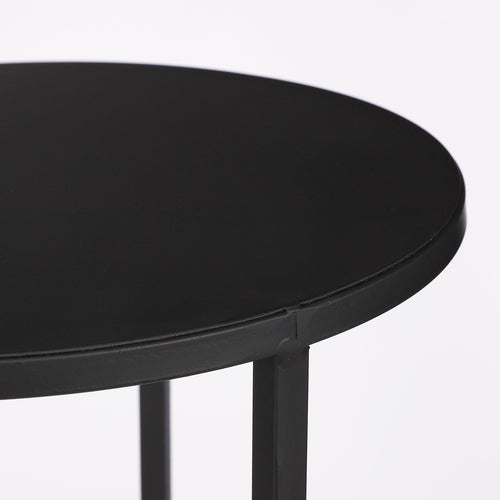 Mica Decorations Quinty Bijzettafel - Set van 3 - H70 x Ø32 cm - Metaal - Zwart