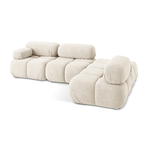 LaMiaSofa hoekbank rechts Sanremo - chenille stof - lichtbeige - 285x190x70