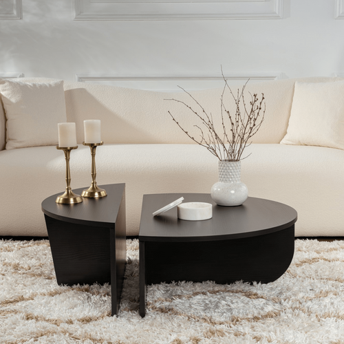 Calicosy - ORION Set van 2 salontafels - Licht hout - 90x90x35 cm