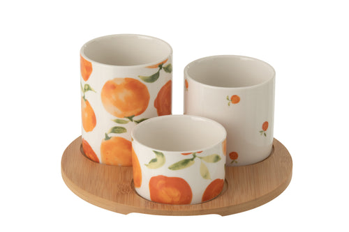 J-Line aperoschaal Oranje - keramiek - wit/oranje - small