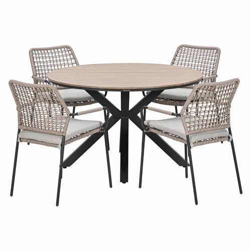 Garden Impressions Tuinset Natas sand 5-delig - Tulli tuintafel Ø122 cm