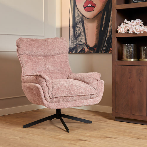 StarFurn Fauteuil Vera - Roze Stof - Draaibaar - 82x95x96,5cm - vtwonen shop