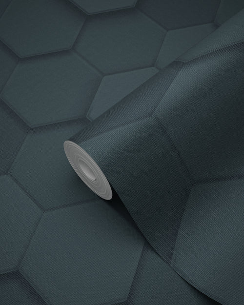 Origin Wallcoverings behang 3d hexagon motief donkerblauw - 53 cm x 10.05 m - 347853 - vtwonen shop
