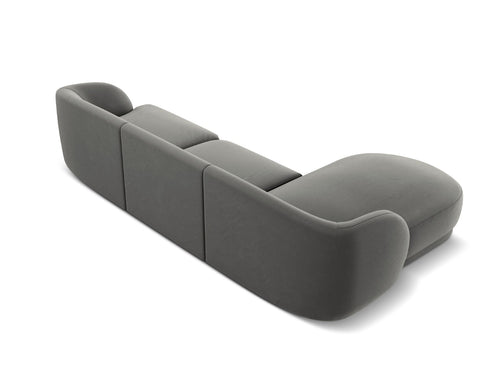 Micadoni linker hoekbank Miley 4-zits, flueel, lichtgrijs - 156x255x70cm