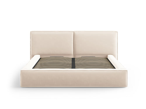 Micadoni Opbergbed met hoofdeinde Jodie 180x200cm, flueel, lichtbeige - 228x234x108cm