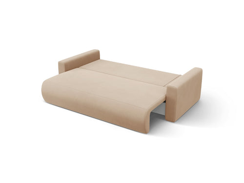 Cosmopolitan Design Omkeerbare converteerbare hoekbank met opbergdoos Belfast 3-zits, flueel amandelbeige - 149x240x84cm