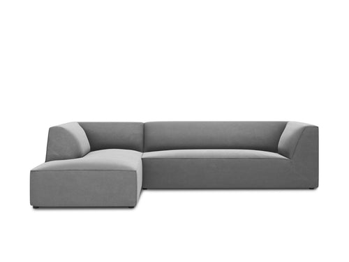 Micadoni linker hoekbank Ruby 4-zits, flueel, grijs - 180x273x69cm