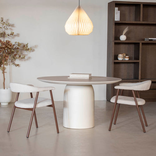 DÉJA Living Eettafel Dalarö - Rond Beige Eco Composiet - 130cm - vtwonen shop