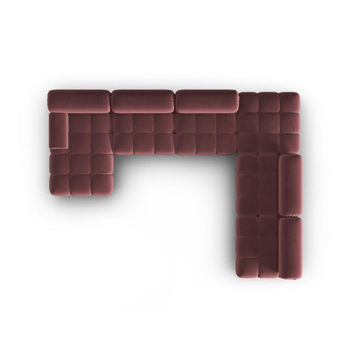 Cosmopolitan Design - Modulaire panoramische hoekbank rechts Cortina 7-zits, flueel roze - 282x376x70cm