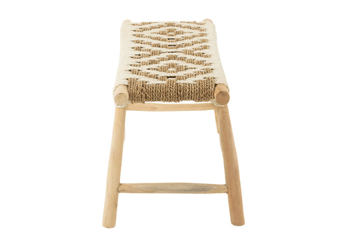 J-Line bank Wave - hout/zeegras - naturel/wit - vtwonen shop