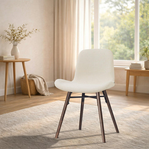 Nolon Nena-Fé Eetkamerstoel Cottonbeige - Walnoot Houten Onderstel