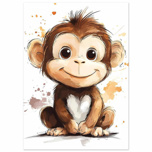 Artfulprints  Schattige aap   poster 50x70 cm - vtwonen shop