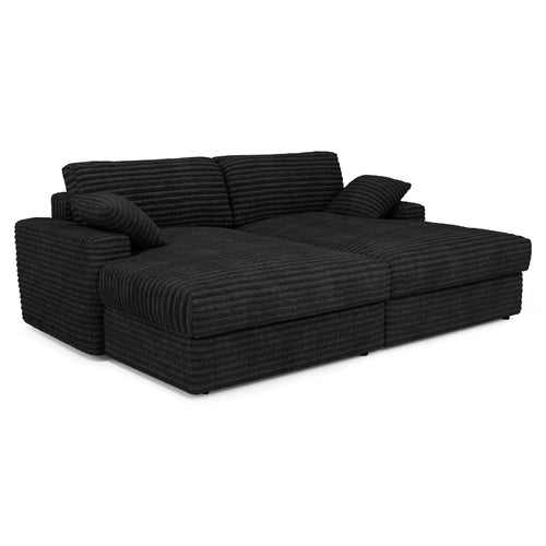 Premium Interiors - Sofa PLUM - xxl ribfluweel zwart 260cm