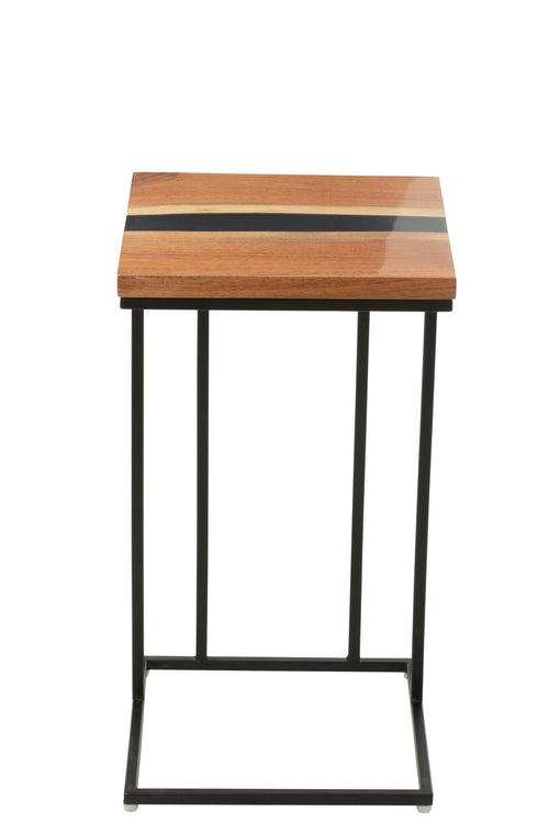 J-Line bijzettafel Vierkant - hout/epoxyhars - naturel/zwart