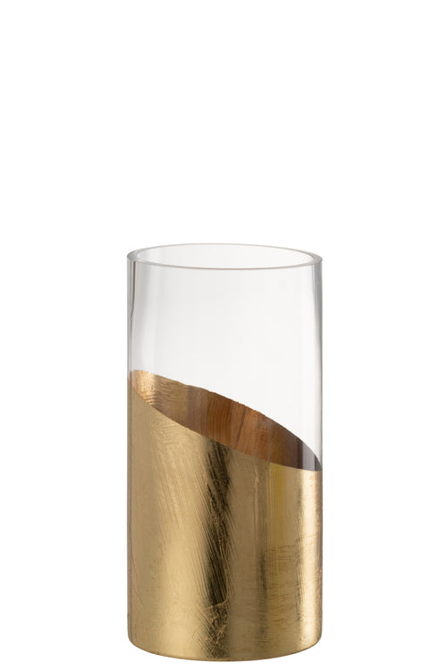 J-Line windlicht Moa - glas - transparant/goud - small - vtwonen shop