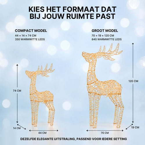 Luca Lighting Hert Champagne Warm Wit LED - Kerstversiering met 350 Warmwitte LED-lampjes - Inclusief Adapter en Timerfunctie - Kerstverlichting