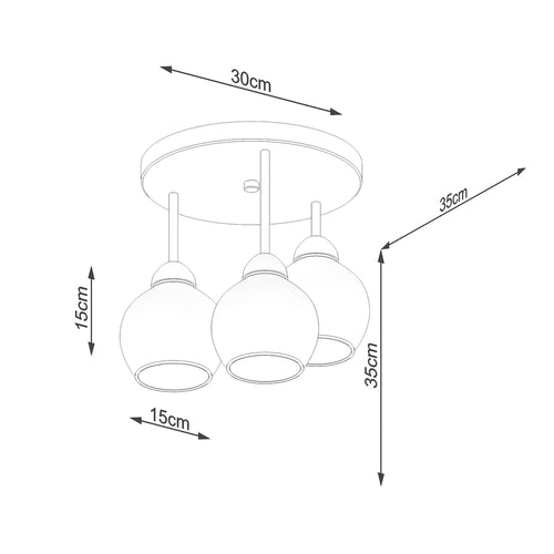 Sollux Lighting Kroonluchter ALINO 3 zwart - 35x35x35cm