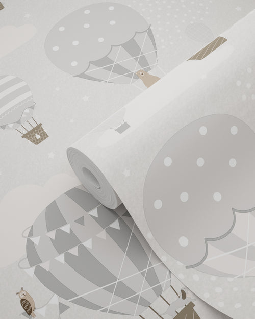 ESTAhome behang luchtballonnen grijs en bruin - 50 x 900 cm - 131344