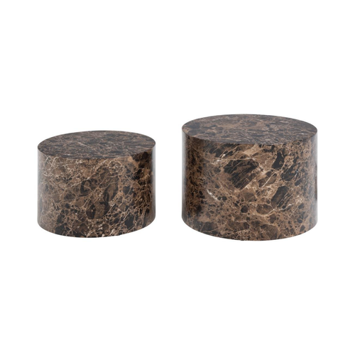 Rebellenclub Salontafel Gubbio - 58 x 58 cm - Bruin Marmer Look - Set van 2