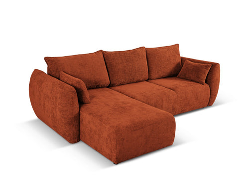 Cosmopolitan Design Uitklapbare hoekbank links met opbergdoos Matera 4-zits, chenille, terracotta - 173x253x86cm