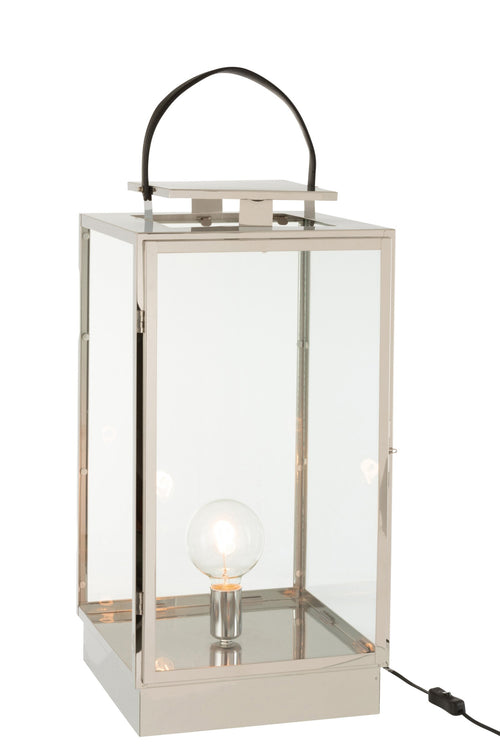 J-Line lantaarn Lamp - metaal/glas - zilver