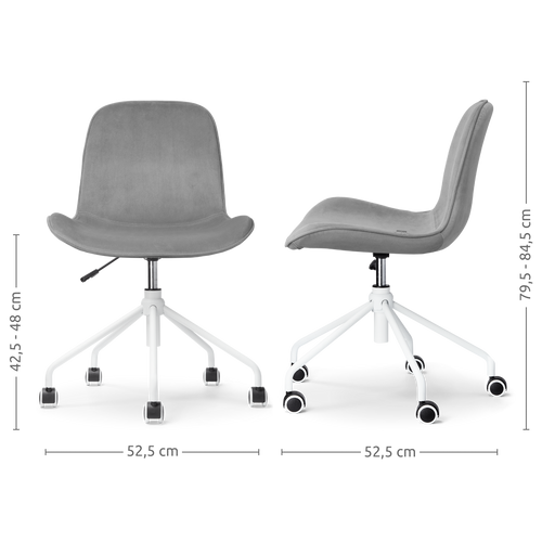 Nolon Nout-Fé Bureaustoelen Set van 2 - Velvet Grijs - Wit Onderstel