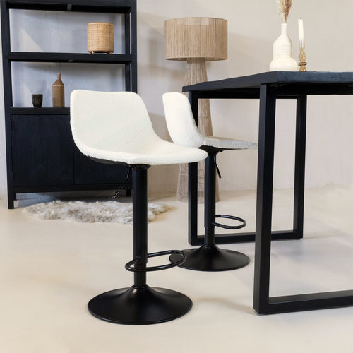 Giga Meubel Barkruk Hugo - Bouclé - Beige - Set van 2 - vtwonen shop